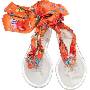 I.N.C. Orange Malana Scarf Flat Sandals Size 6 NWT